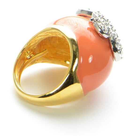 Kenneth Jay Lane KJL Enamel & Crystal Snake Cocktail Ring